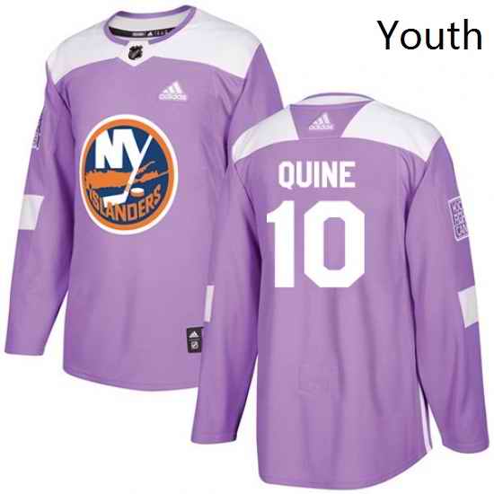 Youth Adidas New York Islanders 10 Alan Quine Authentic Purple Fights Cancer Practice NHL Jersey